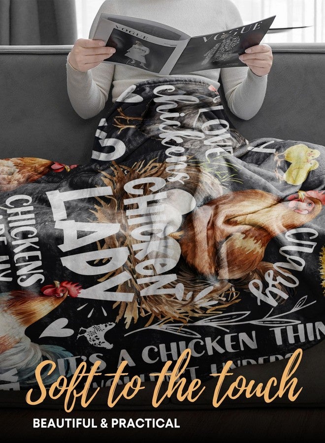 Huglanket Chicken Gifts for Women, Crazy Chicken Lady Gift for Her for Birthday, Christmas, Mother's Day, 50"x 65", Black - Image 3