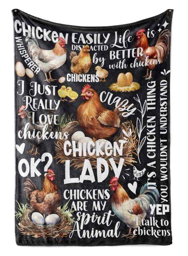 Huglanket Chicken Gifts for Women, Crazy Chicken Lady Gift for Her for Birthday, Christmas, Mother's Day, 50"x 65", Black - Image 1
