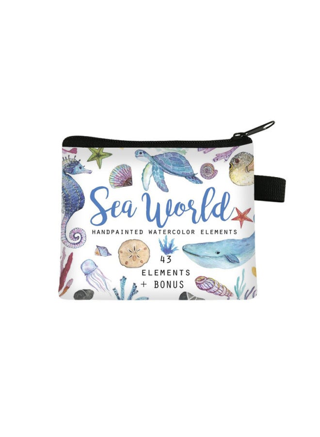 New Marine Animal Coin Purse For Children, Original Style Storage Pouch, Cute Mini Key Bag