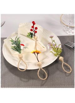 Excefore Spring Napkin Rings, Set of 6 Napkins Ring Farmhouse Green Leaf Floral Napkin Rings Boho Wedding Decor for Thanksgiving Party Dining Table Decorations  - Image 2