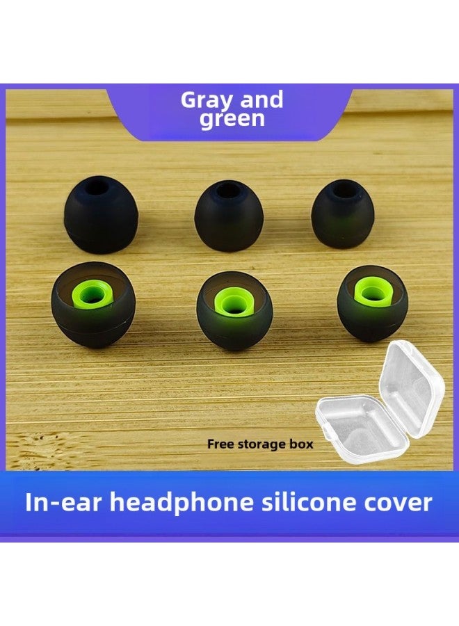 Universal In-Ear Headset Silicone Soft Plug Rubber Cover Plug Ear Cap Bluetooth Earphone Cover Protective Cover Plug Accessories-Color:In-ear Round Mouth Earphone Plug * Gray Through Green-Model:Storage Box 1 - Image 1