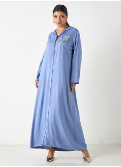 هدية المدينة  HM- جلابية مطرزة بغطاء للرأس  - Image 1