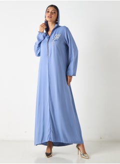 هدية المدينة  HM- جلابية مطرزة بغطاء للرأس  - Image 4