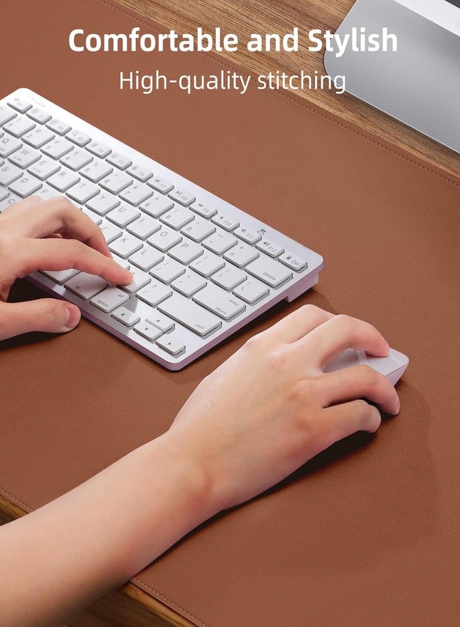 AFIING Large Desk Mat - 48"x24" Leather Desk Pad Protector, Office Desk Mat, Non-Slip PU Leather Mouse Pad, Waterproof Writing Pad for Office and Home (Brown) - Image 3