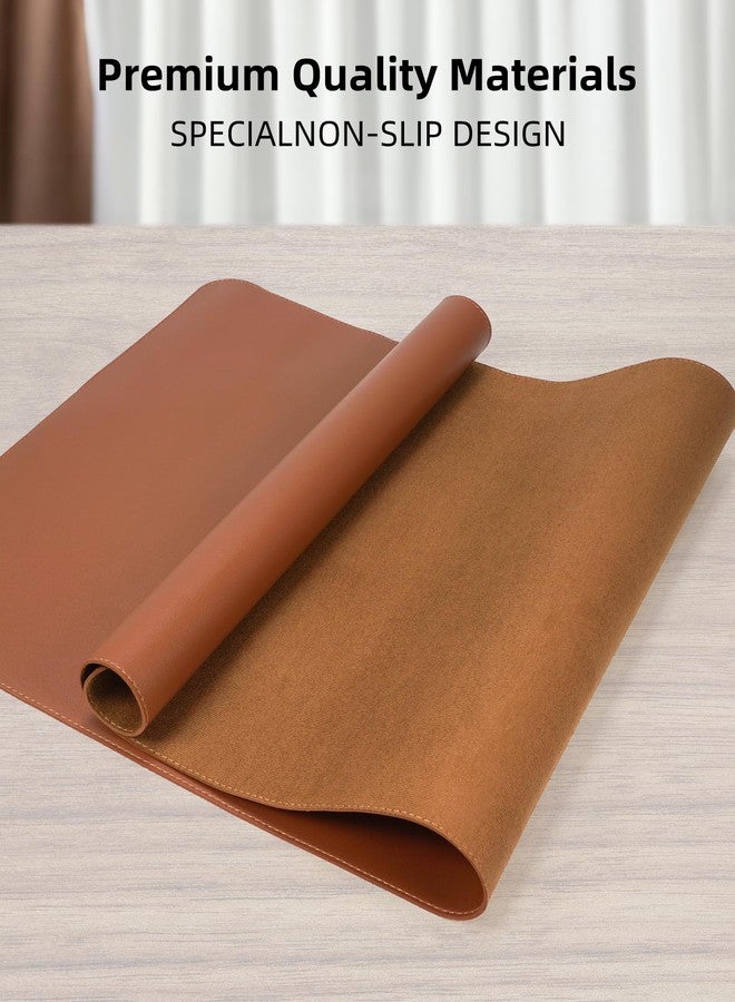 AFIING Large Desk Mat - 48"x24" Leather Desk Pad Protector, Office Desk Mat, Non-Slip PU Leather Mouse Pad, Waterproof Writing Pad for Office and Home (Brown) - Image 2