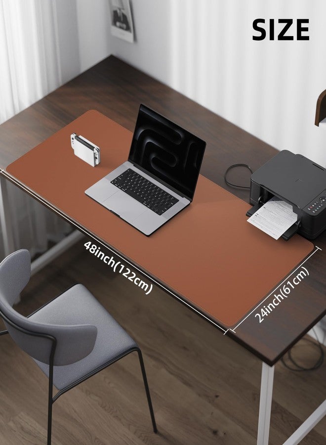 AFIING Large Desk Mat - 48"x24" Leather Desk Pad Protector, Office Desk Mat, Non-Slip PU Leather Mouse Pad, Waterproof Writing Pad for Office and Home (Brown) - Image 5