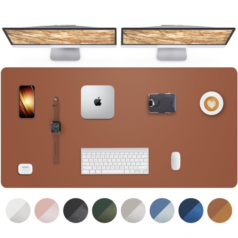 AFIING Large Desk Mat - 48"x24" Leather Desk Pad Protector, Office Desk Mat, Non-Slip PU Leather Mouse Pad, Waterproof Writing Pad for Office and Home (Brown) - Image 1