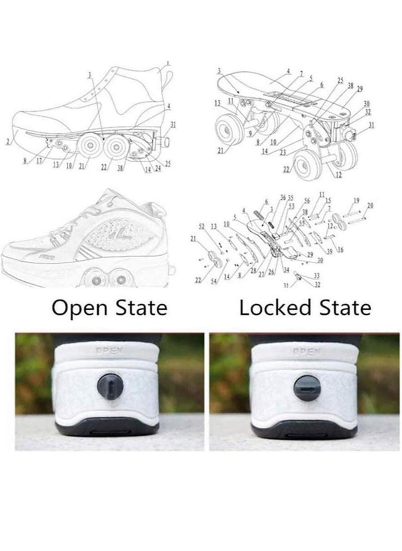 Generic - Roller Skates Double-Row Deform Wheel Automatic Walking Shoes Invisible Deformation Roller Skate 2 in 1 Removable Pulley Skates Skating Parkour - Image 1