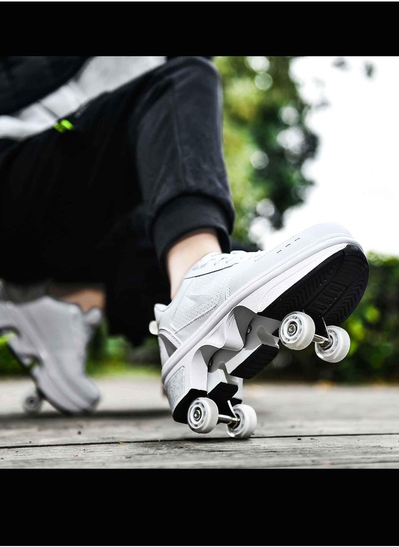 Generic - Roller Skates Double-Row Deform Wheel Automatic Walking Shoes Invisible Deformation Roller Skate 2 in 1 Removable Pulley Skates Skating Parkour - Image 1