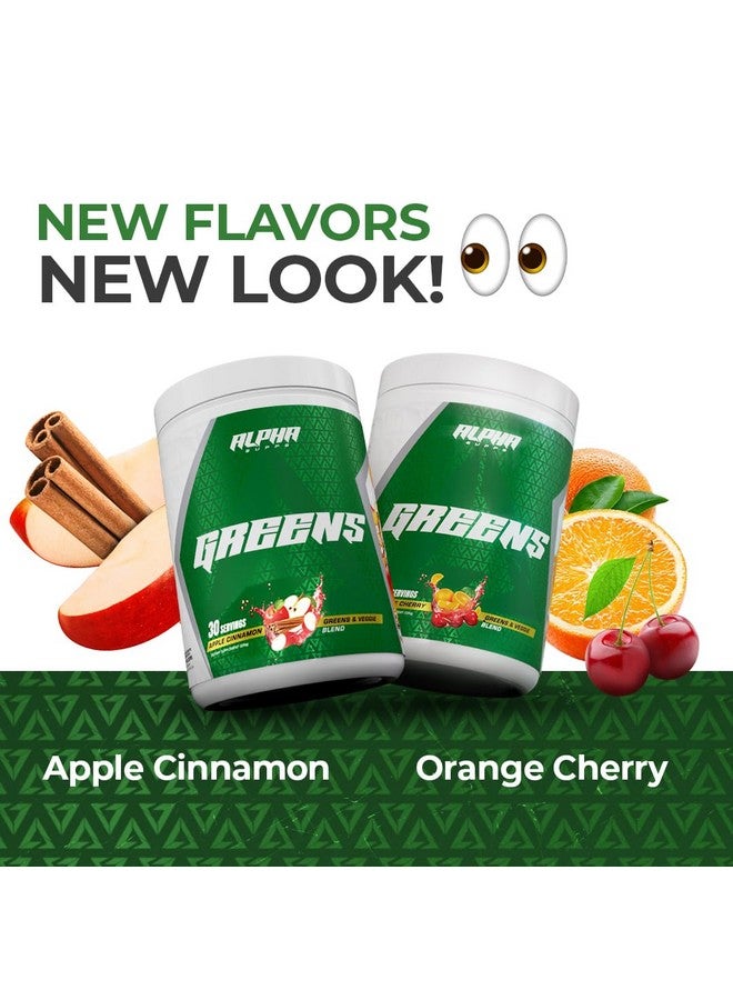Alpha Supps - Alpha Greens Supplement | Fruit & Vegetable Superfood Powder | Over 40 Natural Plant Based Ingredients | Prebiotic & Probiotic Digestive Support Blend - 30 Servings (Orange Cherry) - Image 2