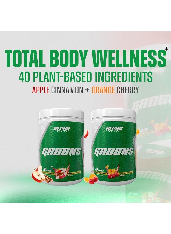 Alpha Supps - Alpha Greens Supplement | Fruit & Vegetable Superfood Powder | Over 40 Natural Plant Based Ingredients | Prebiotic & Probiotic Digestive Support Blend - 30 Servings (Orange Cherry) - Image 3