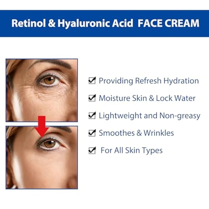 GUOYAOLIFU Moisturing Face Cream Skincare for Women,Day Night Retinol Hyaluronic Acid Facial Cream for Face,Hydration Face Cream for All Skin Types (1.7 Oz) - Image 2