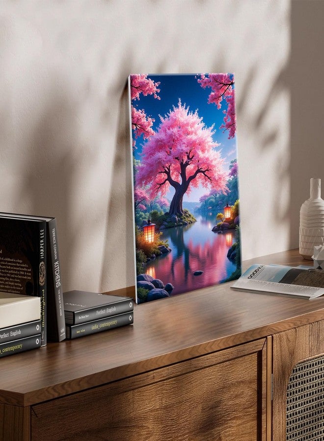 JOOZ Paint by Numbers Kit for Adults with Easel Cherry Blossom Tree Paint by Number with Frame Lake Scenery Adult Paint by Number Kits Oil Painting by Numbers for Gift Home Wall Decor 8x12 Inch - Image 4