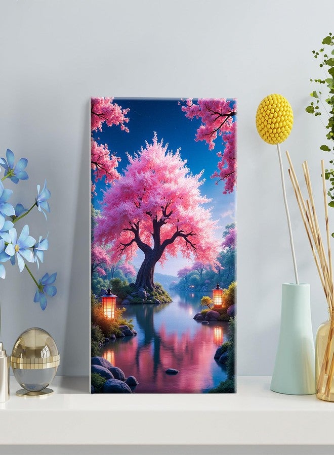 JOOZ Paint by Numbers Kit for Adults with Easel Cherry Blossom Tree Paint by Number with Frame Lake Scenery Adult Paint by Number Kits Oil Painting by Numbers for Gift Home Wall Decor 8x12 Inch - Image 5