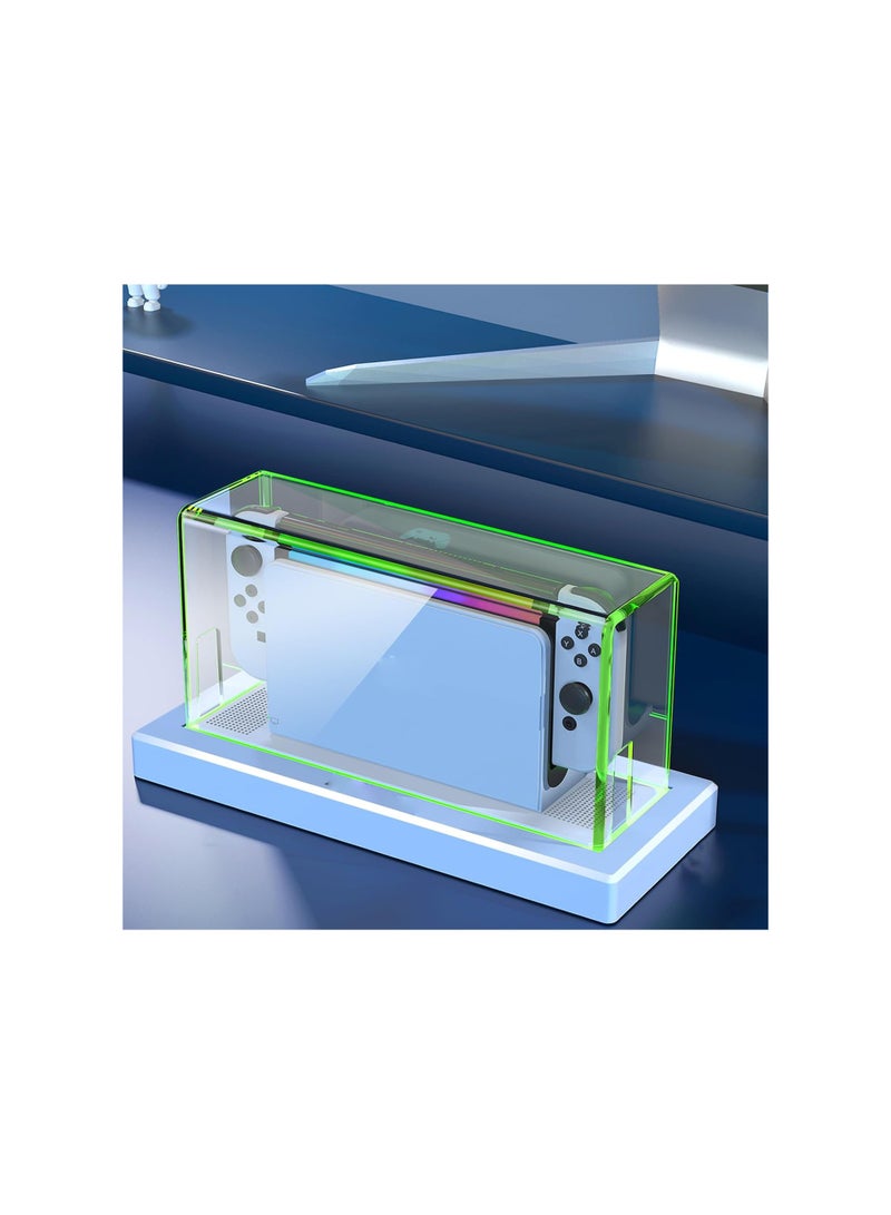 SYOSI Switch Dust Cover, with 16 LED Colors Light Base, Fit for Nintendo Switch/OLED, Acrylic Clear Display Box Anti-Scratch Waterproof Slim Dock Case, Cool Switch Accessories(with Remote) - Image 3