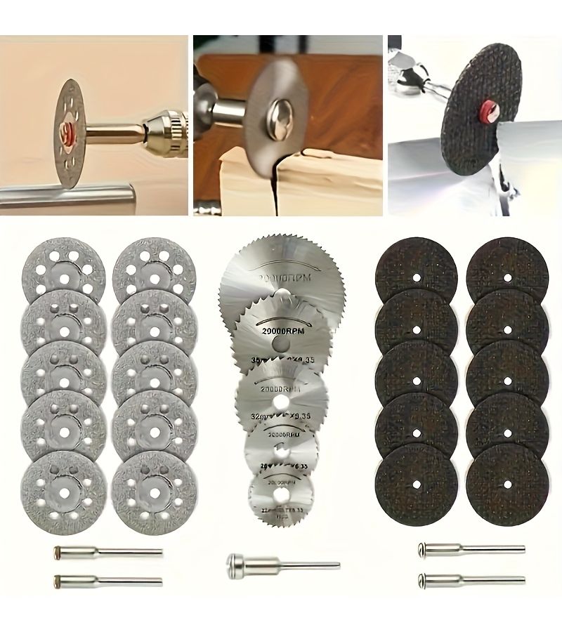 30 Pcs Mini Rotary Tool Kit Durable ABS Resin for Marble Ceramic Tiles Plastic Wood Stone Tubes and Glass Includes 10 Resin Discs 10 Precious Stone Tires 5 Blades Detachable Cover Metal Construction No Assembly Required - Image 1