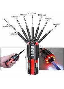 S Cart S Cart 8 in 1 MultiFunction Screwdriver Kit with LED Portable Torch Magnetic Heads Hand tool Pack of 1  - Image 4