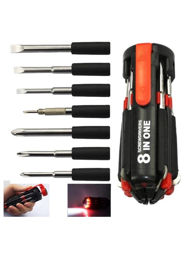 S Cart - S Cart 8 in 1 MultiFunction Screwdriver Kit with LED Portable Torch Magnetic Heads Hand tool Pack of 1 - Image 1