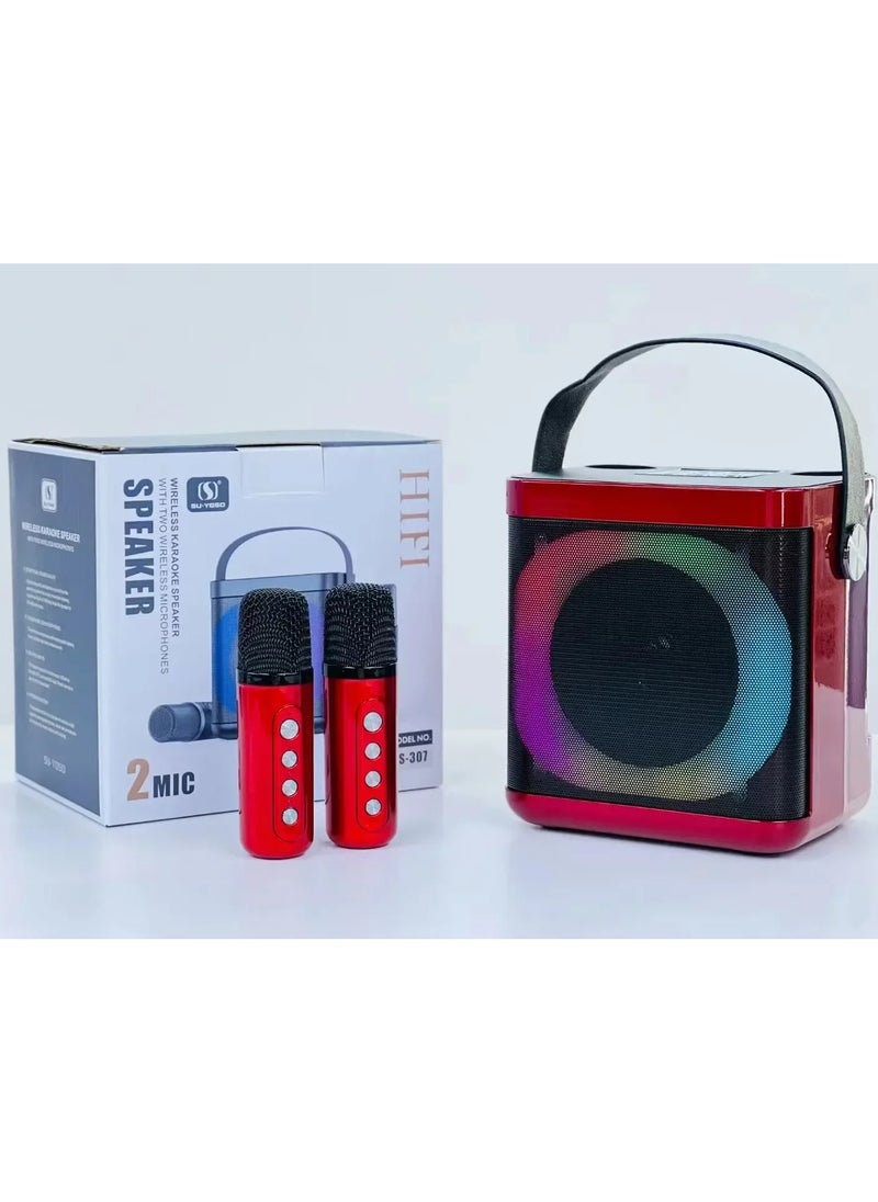 SU.YOSD - YS-307 portable Bluetooth Karaoke With Dual Wireless Microphone Bluetooth Audio Speaker With Two Mic - Image 1