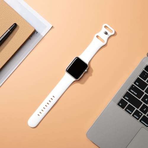 Sycamond Silicone Band Compatible with Apple Watch 41mm 40mm 42mm 38mmm, Replacement Sport Strap Wristband for iWatch Series 11 10 9 8 7 6 5 4 SE Ultra 3 2 1 Women Men, S/M White - Image 2