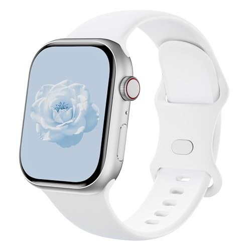 Sycamond Silicone Band Compatible with Apple Watch 41mm 40mm 42mm 38mmm, Replacement Sport Strap Wristband for iWatch Series 11 10 9 8 7 6 5 4 SE Ultra 3 2 1 Women Men, S/M White - Image 1