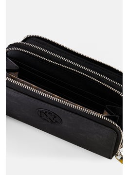 CXL by Christian Lacroix Women Ames PU Denim Double Zipper Wallet, Black  - Image 3