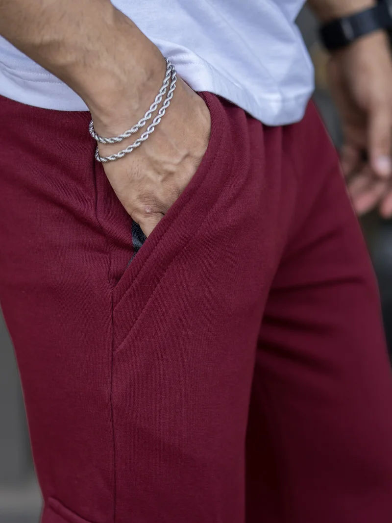 Maniac Maniac Mens Solid Burgundy Baggy fit Cargo Pant