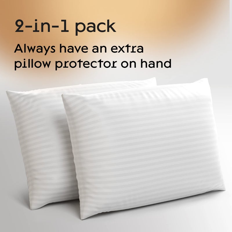 Niagara Sleep Soluti Niagara 2 Pack Standard Pillow Protectors with Zipper  Soft Quiet Cotton Sateen  Effective Dust Protection  Stay in Place Pillow Covers  Ideal for Home  Guests  Rentals (20x26 Inches)  - Image 2