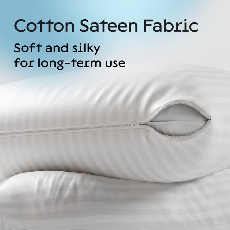 Niagara Sleep Soluti Niagara 2 Pack Standard Pillow Protectors with Zipper  Soft Quiet Cotton Sateen  Effective Dust Protection  Stay in Place Pillow Covers  Ideal for Home  Guests  Rentals (20x26 Inches)  - Image 3