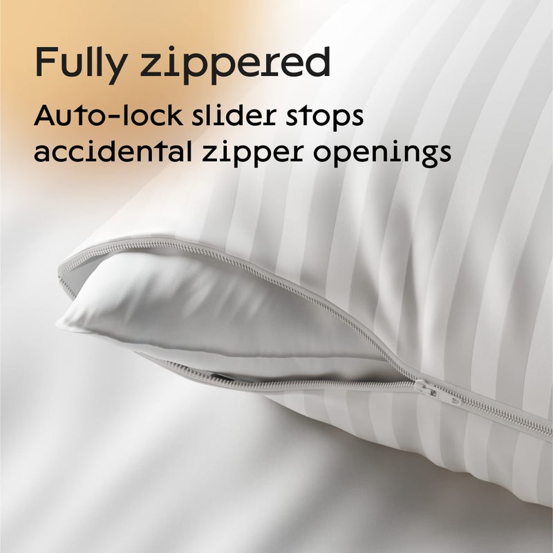 Niagara Sleep Soluti Niagara 2 Pack Standard Pillow Protectors with Zipper  Soft Quiet Cotton Sateen  Effective Dust Protection  Stay in Place Pillow Covers  Ideal for Home  Guests  Rentals (20x26 Inches)  - Image 4