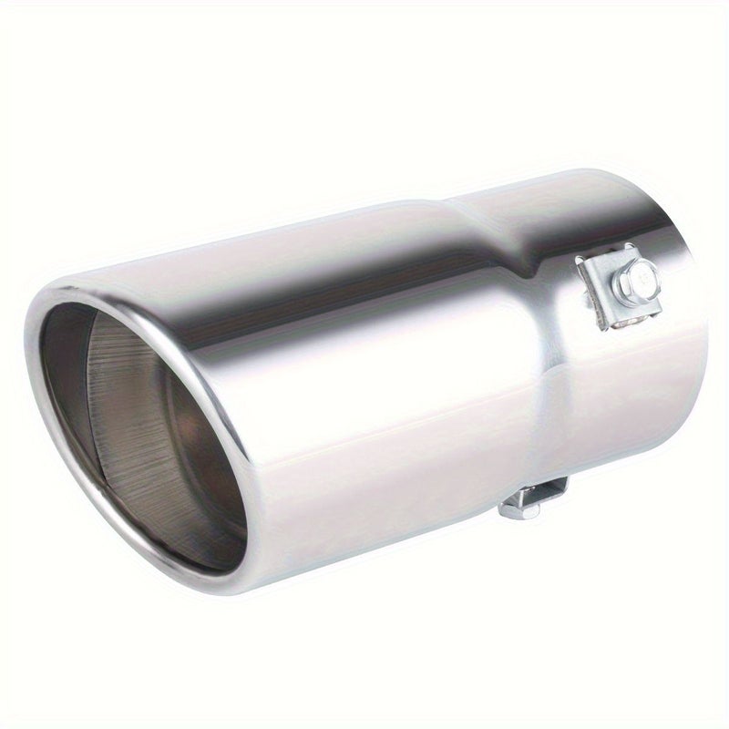 2.76 Inch Diameter Exhaust Tailpipe Black Double Layer Round Bevel Muffler Stainless Steel Universal Car Modification Accessory For Cars And Motorcycles - Image 2