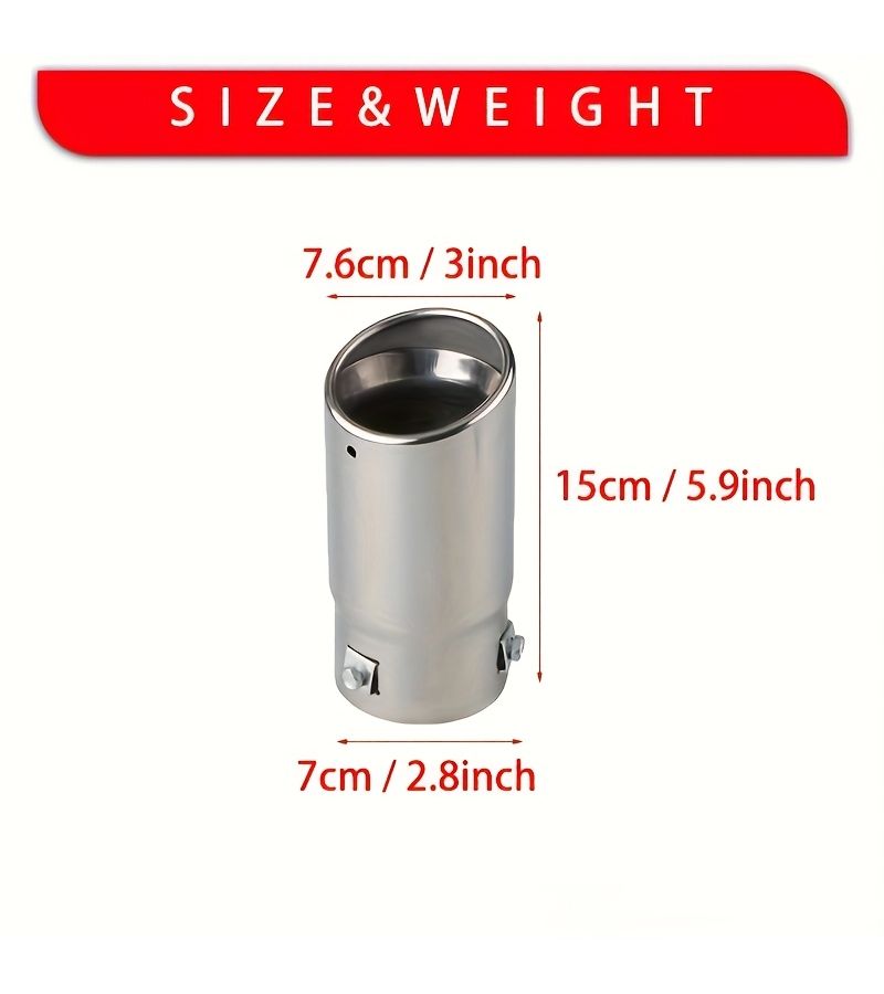 2.76 Inch Diameter Exhaust Tailpipe Black Double Layer Round Bevel Muffler Stainless Steel Universal Car Modification Accessory For Cars And Motorcycles - Image 5