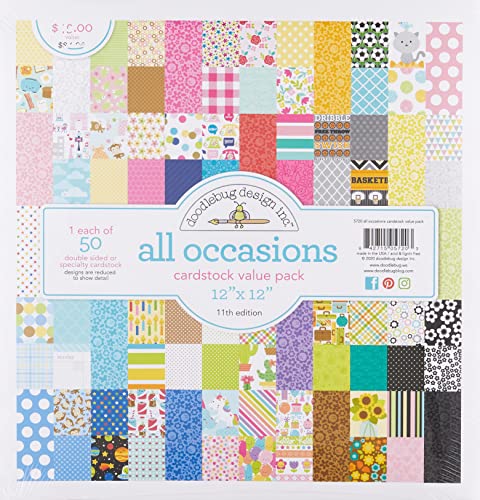 Doodlebug Cardstock Value Pack 12"X12" 50/Pkg - All Occasions, 50 Designs/1 Each - Image 5