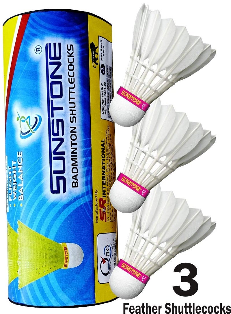 Sun Stone مضارب كرة الريشة من الفولاذ السبيكي Fb 377 قطعتين مع 3 كرات ريش كاملة التغطية (زرقاء) - Image 2