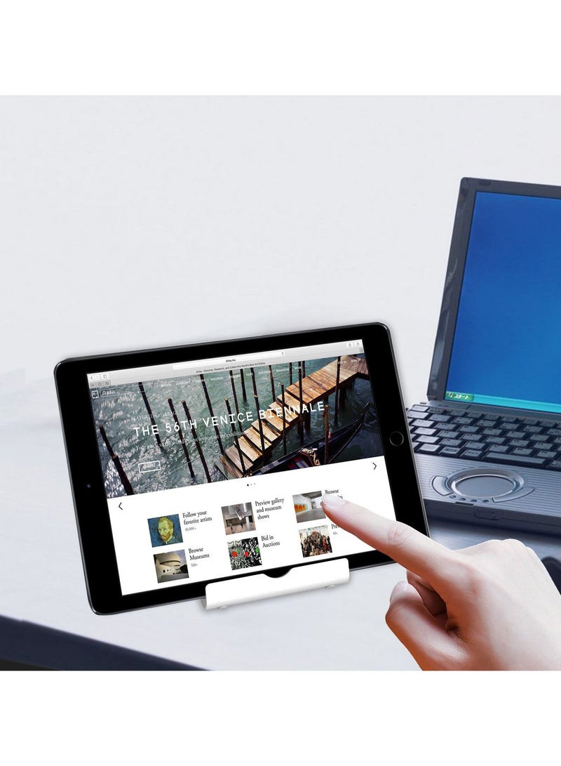 جي تيك حامل تابلت، حامل سطح مكتب محمول قابل للتعديل، قاعدة قابلة للطي لأجهزة iPad/iPad Pro/Air/Mini، Galaxy Tab A8/A7 Lite/A7/S8/S7، Kindle، Tab/الهواتف (4-13 بوصة)، فضي - Image 5