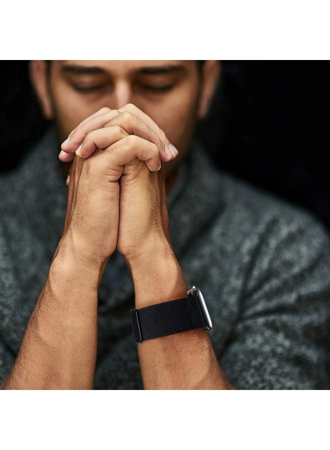 سوار Solo Loop مرن متوافق مع ساعات Apple Watch بمقاسات 38 مم و40 مم و41 مم؛ حزام مضفر ومرن من النايلون الناعم لساعات iWatch (الإصدارات 9 و8 و7 و6 و5 و4 و3 و2 و1 وSE). - Image 4