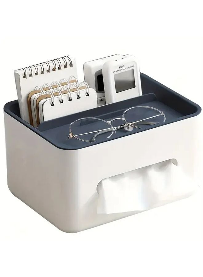 منظم أزرق متعدد الوظائف مع حاوية مناديل وحامل جهاز تحكم عن بعد - Image 1