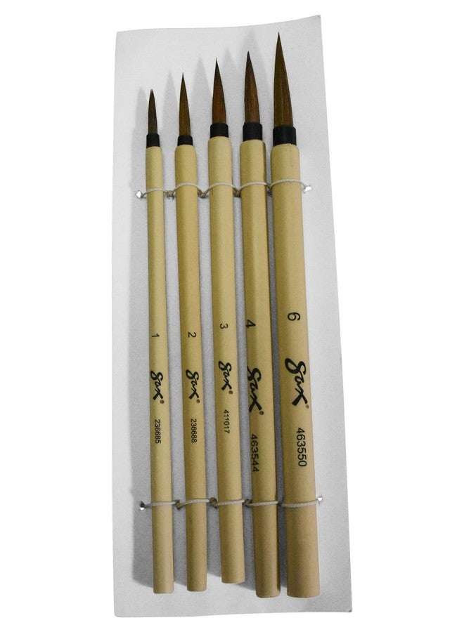 سكول سبيشيالتي مجموعة فرش الرسم بالألوان المائية 443474، بمقبض من الخيزران، وشعر بني ناعم، بأحجام متنوعة (عبوة من 5 قطع) - Image 2