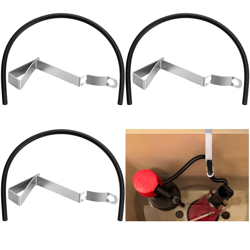 Pushglossy 3 Pack Refill Tube and Clamp Replacement Toilet Repair Kit Flexible Overflow Replacement Hose 15" 5/8mm Black Fill Valve Refill Tube with Clip - Image 1