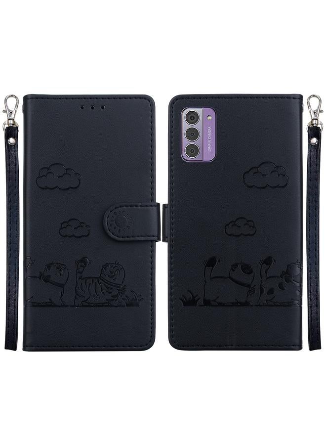 اس-توب جراب هاتف Nokia G42 من الجلد بتصميم قطط لطيفة بتقنية RFID - Image 1