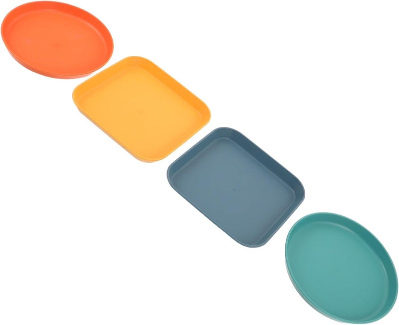 Uonlytech 4pcs Pet Feeding Bowls for Cats and Puppies, Shallow Small Square Round Pet Plates, Multi-Functional Food Dishes for Indoor Use - Image 1