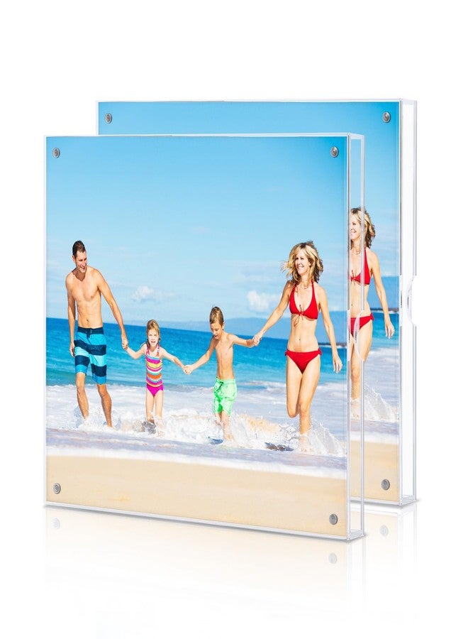 HOUSE DAY Acrylic Picture Frames 8x10, Lightweight Magnetic 8x10 Picture Frame for Wall and FreeStanding Desktop Display Clear 8 x 10 Photo Frame with Microfiber Cloth Nails 8x 10 Photo Frame for Gift (2 Pack) - Image 1