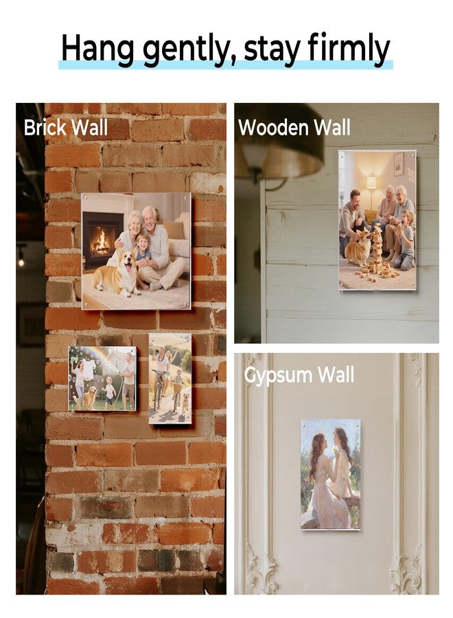 HOUSE DAY Acrylic Picture Frames 8x10, Lightweight Magnetic 8x10 Picture Frame for Wall and FreeStanding Desktop Display Clear 8 x 10 Photo Frame with Microfiber Cloth Nails 8x 10 Photo Frame for Gift (2 Pack) - Image 5