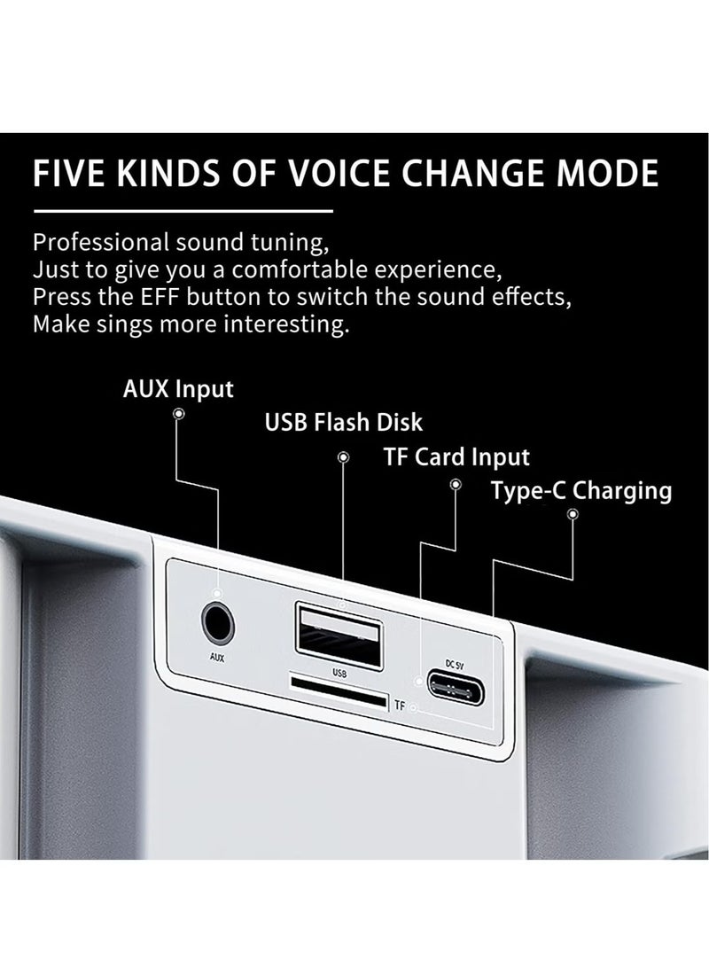 JAJEEK Karaoke Machine with 2 Wireless Microphone, Portable Bluetooth Karaoke Speaker PA System with Echo and Vocal Cut, TF Card, AUX-In, USB Flash Disk Support – Perfect for Indoor & Outdoor Parties, Family Gatherings, and Singing Fun - Image 4