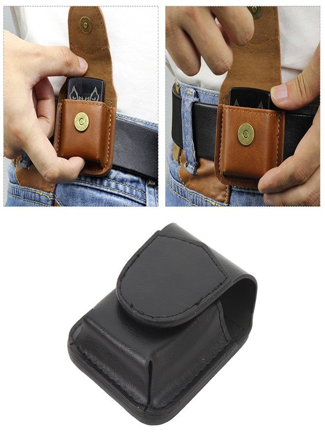 Serounder Leather Lighter Case with Belt Loop, Anti Scratch Protective Storage Case Soft Lining Magnetic Buckle Lighter Waist Case for Men Women (Black) - Image 3