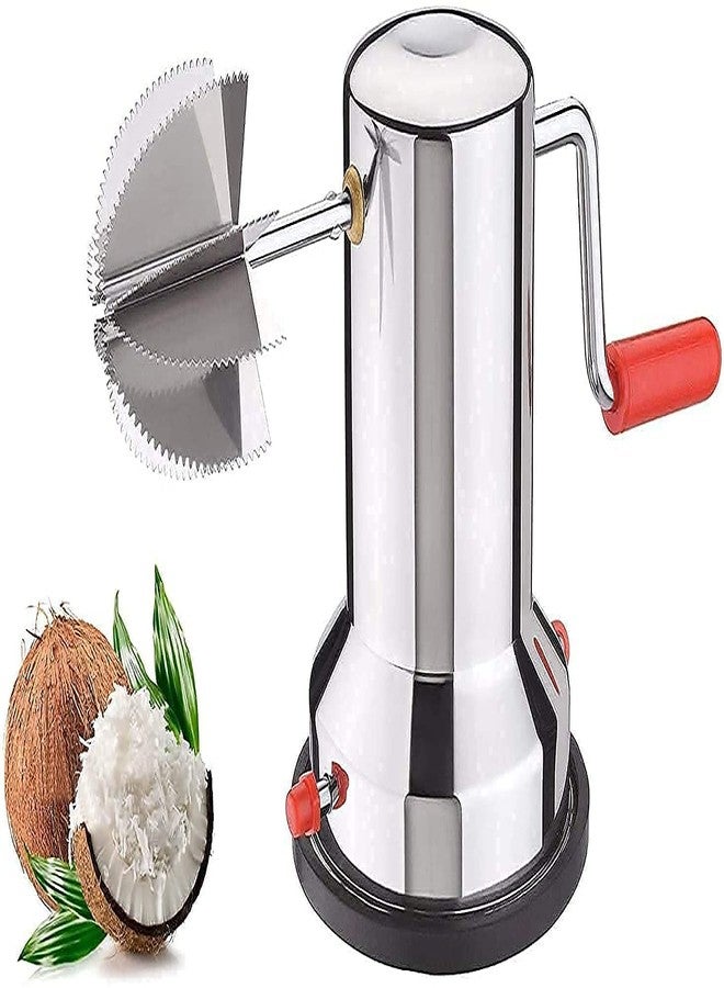 Drumstone (𝗦𝗽𝗲𝗰𝗶𝗮𝗹 𝟭𝟬 𝗬𝗲𝗮𝗿𝘀 𝗪𝗮𝗿𝗿𝗮𝗻𝘁𝘆) Effortless Coconut Scraping with Stainless Steel Coconut Scraper – Durable Design, Rotating Handle & Vacuum Base for Stability - Image 1