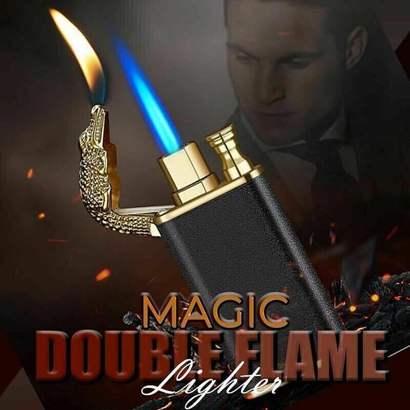 klarako Magic Double Flame Lighter,Dual Arc Lighter Jet Flame Refillable, Wind-Proof Direct Jet Blue FireLighter Waterproof Designed with Crocodile Shape (Black) - Image 2