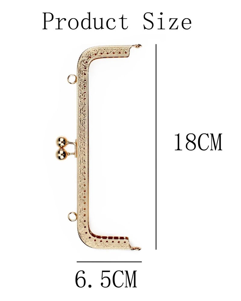 KalamkariX Bag Handles for Bag Making, 18cm Square Embossed Basic Light Gold Bag Handles, DIY Handbag Frame Replacement, Fashion Accessory Crafting - Image 2