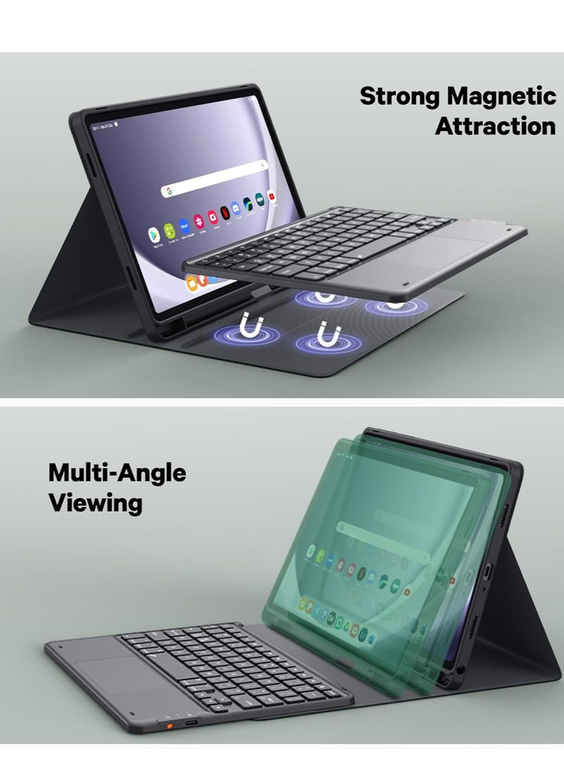 Generic - GreenLaw English and Arabic Keyboard Case for Samsung Galaxy Tab A9 Plus 11 inch 2023, 7 Color Backlit Trackpad Keyboard, Stain-Resistant Cover with S Pen Holder, Detachable Keyboard for Galaxy Tab A9+ 11 - Image 1