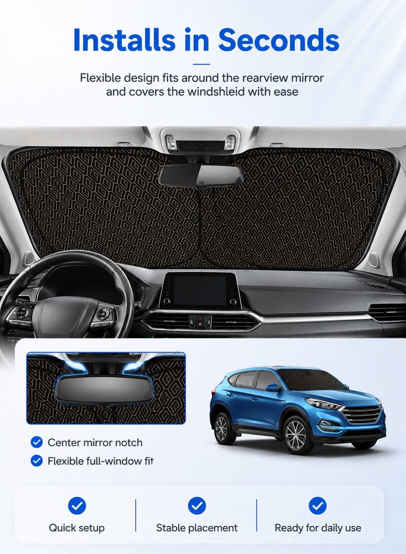 ULHYC Laser Car Windshield Sun Shade UV Protection Heat Insulation Foldable Universal Front Window Sun Visor Keep Car Cool 145x80CM - Image 5